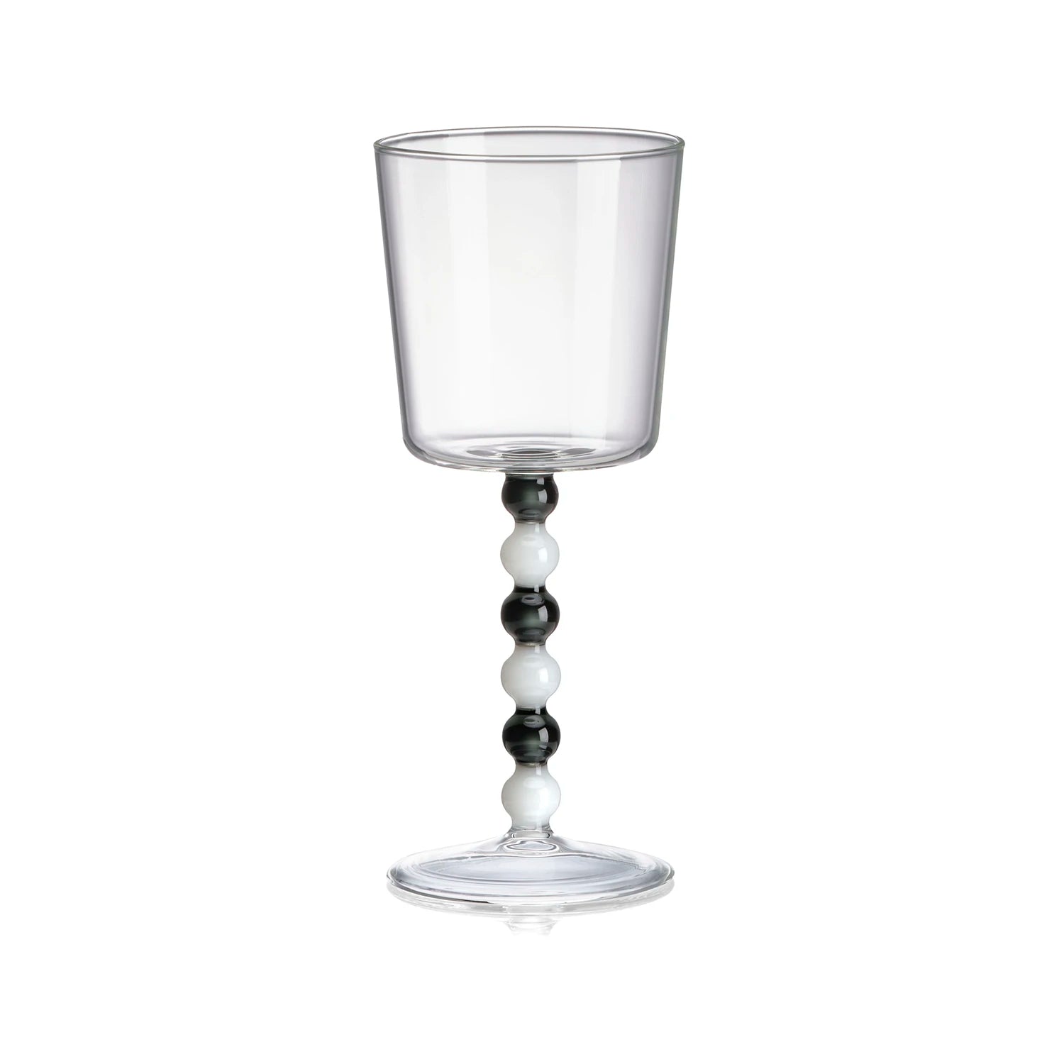 Collier Set 2 Calice Alto Vetro Borosilicato Trasparente Gambo Bianco/Grigio