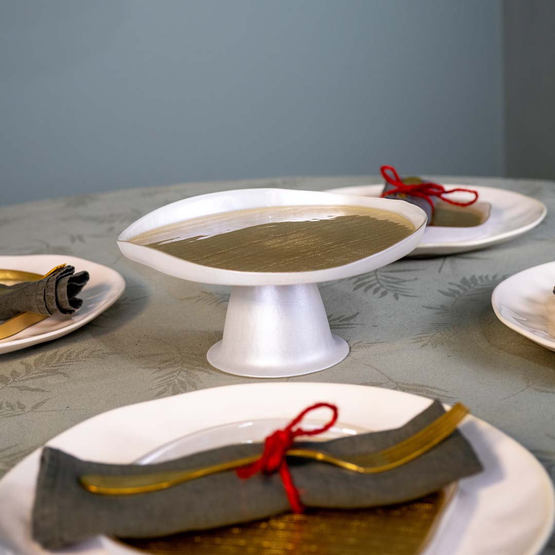 Alzatina in vetro - media / Oro e Perla