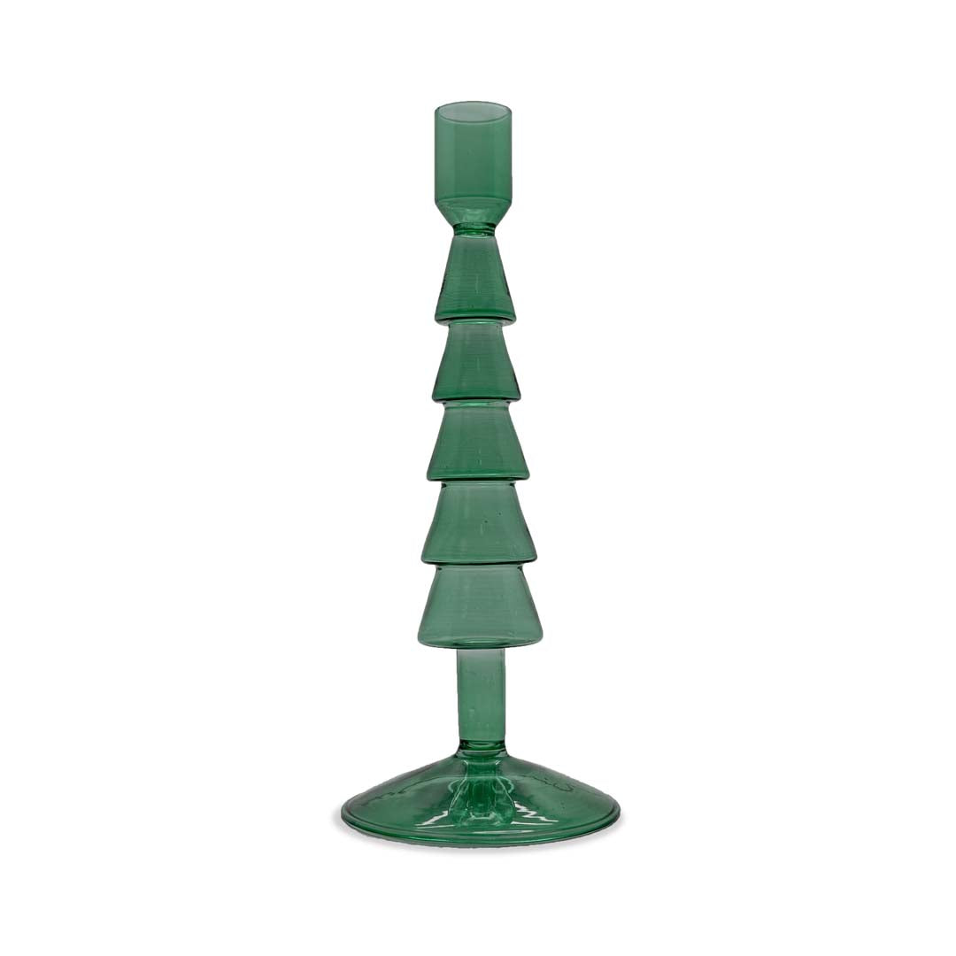 Wd Lifestyle Portacandele in vetro 22 cm forma natalizia verde