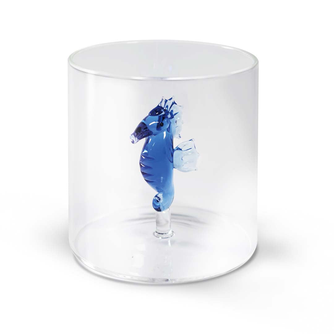 Bicchiere in vetro borosilicato - 250 ml / Decoro Cavalluccio Marino