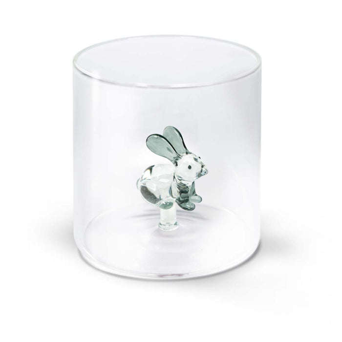 Bicchiere in vetro borosilicato Capacità 250 ml Decoro coniglio