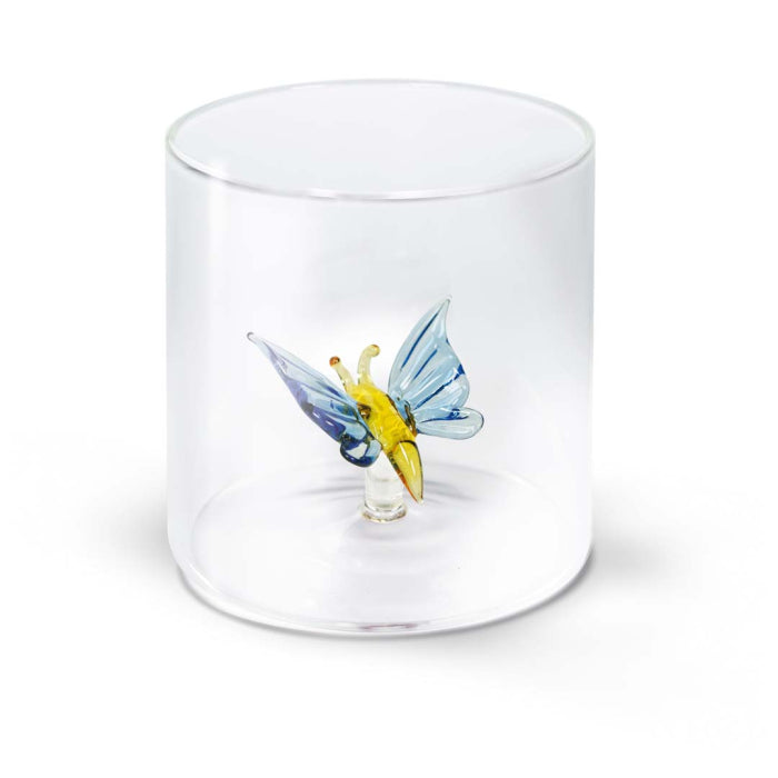 Bicchiere in vetro borosilicato Capacità 250 ml Decoro farfalla
