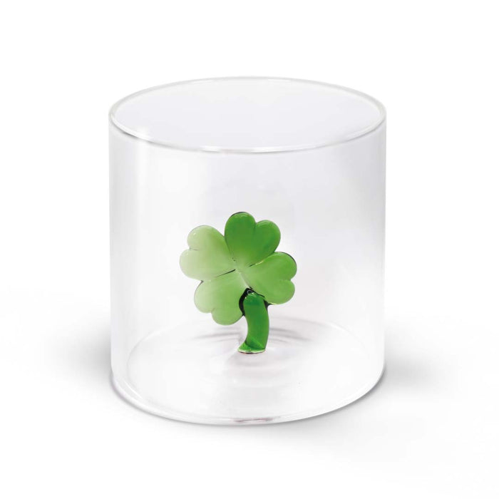 Bicchiere in vetro borosilicato Capacità 250 ml Decoro Quadrifoglio