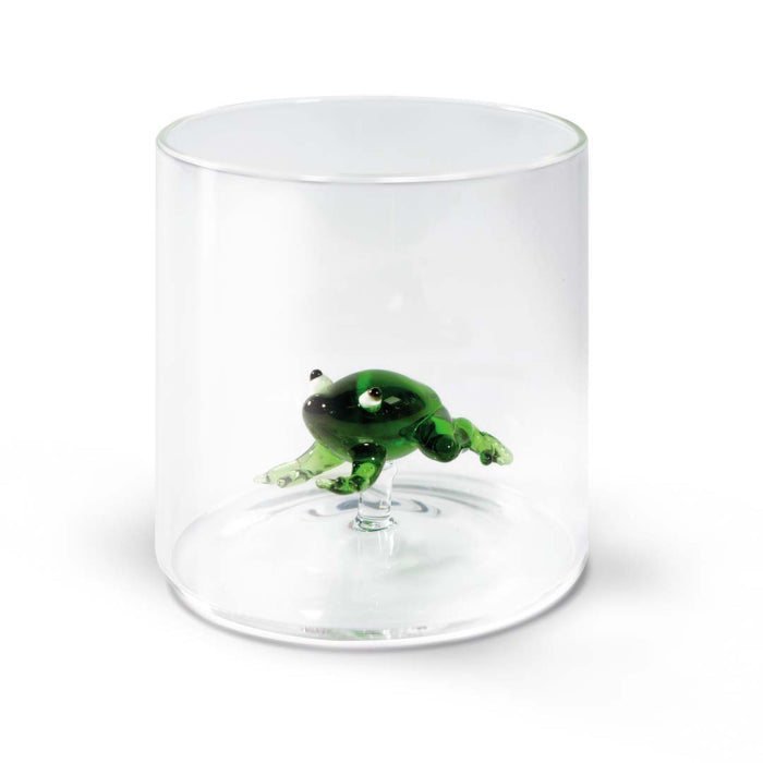 Bicchiere in vetro borosilicato Capacità 250 ml Decoro rana