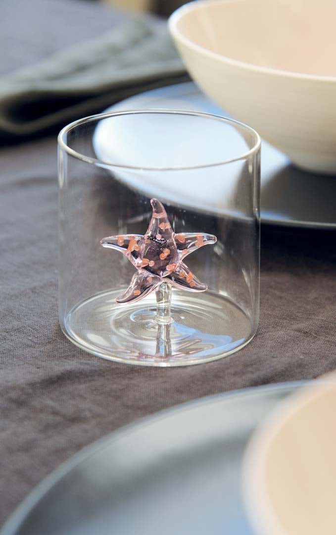Wd Lifestyle Bicchiere in vetro borosilicato Capacità 250 ml Decoro stella marin