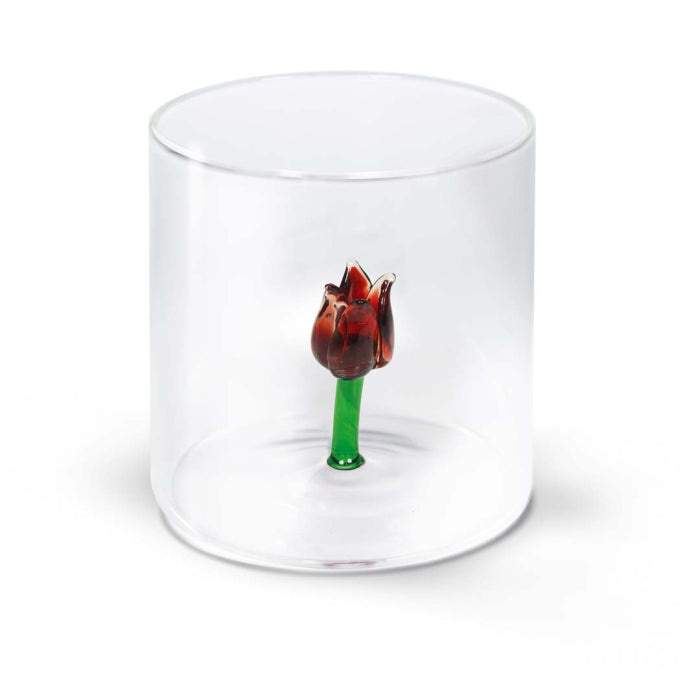 Bicchiere in vetro borosilicato Capacità 250 ml Decoro tulipano