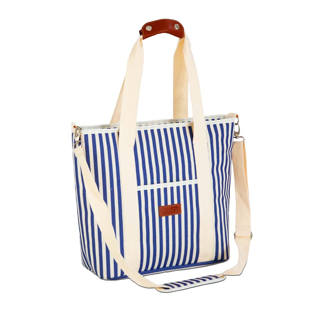 Borsa termica a righe - modello Tote 18L / Crema - Blu