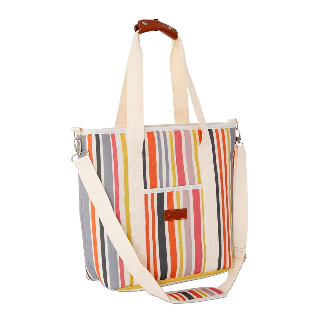 Borsa termica a righe - modello Tote 18L / Crema - Gialla