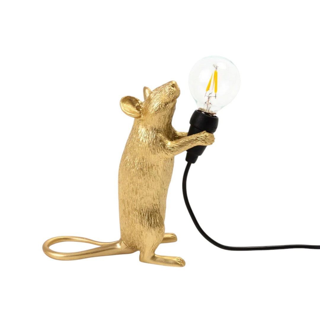 Seletti Lampada Resina"Mouse Lamp-Step-Gold"Cm.6X13,3 H. 14,5-In Piedi Usb - 152
