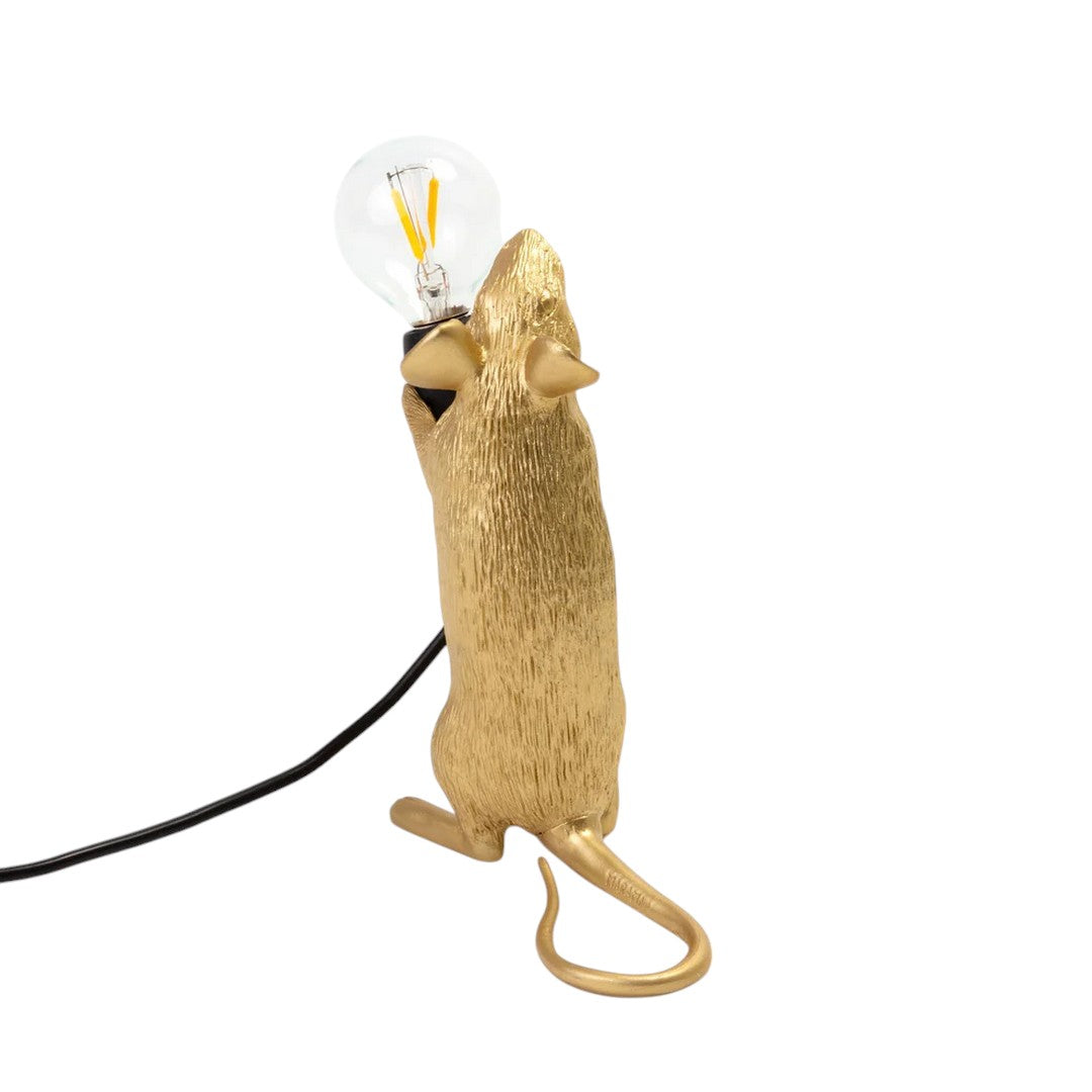 Seletti Lampada Resina"Mouse Lamp-Step-Gold"Cm.6X13,3 H. 14,5-In Piedi Usb - 152