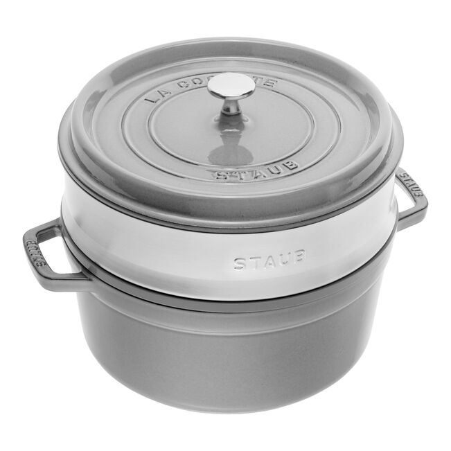 Cocotte con cestello a vapore rotonda - 26 cm, grigio grafite