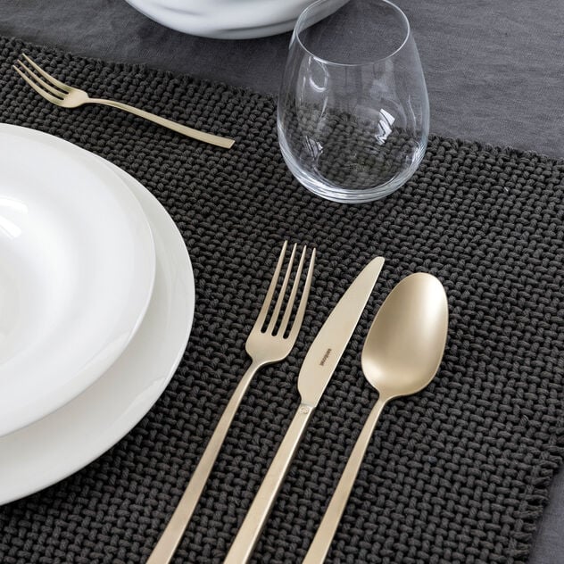 ROCK Servizio tavola 24 PZ Monoblocco - Acciaio Inox Antique PVD Champagne