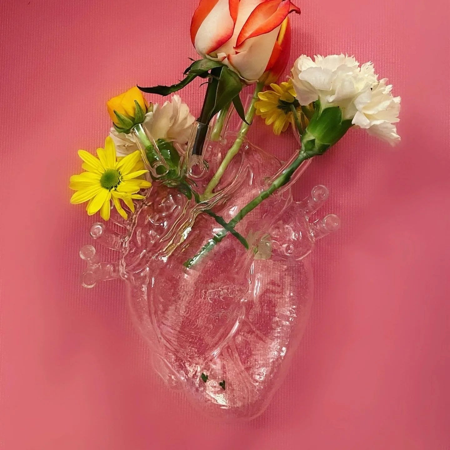 Love In Bloom Glass Heart Vase
