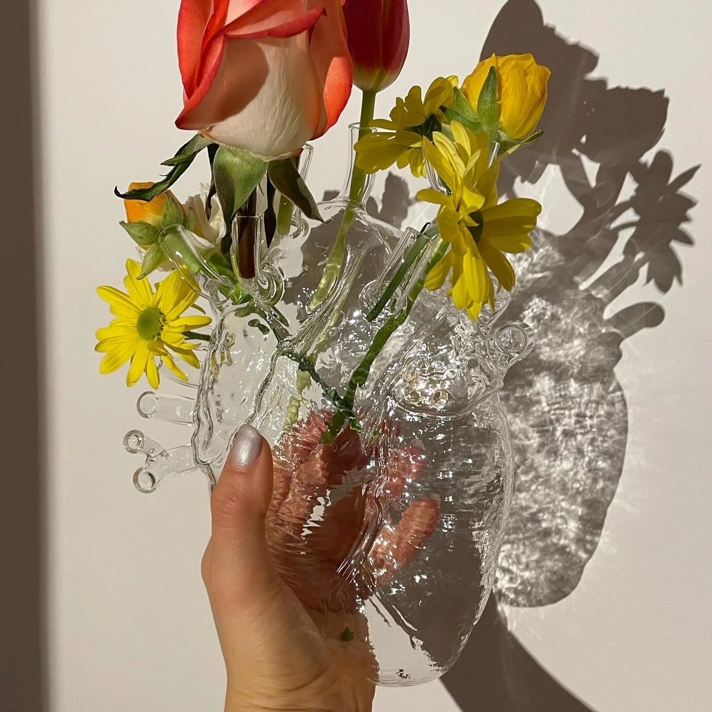 Love In Bloom Glass Heart Vase