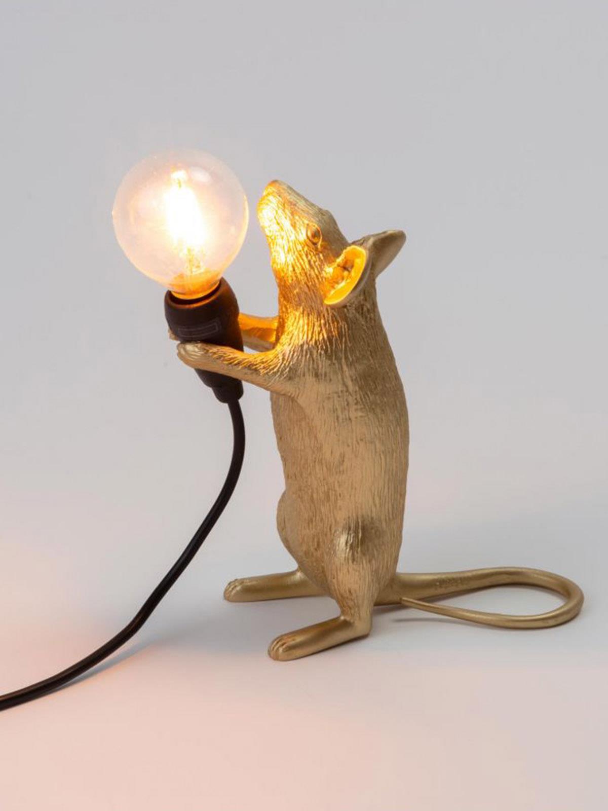 LAMPADA RESINA"MOUSE LAMP-STEP-GOLD"Cm.6x13,3 h. 14,5-IN PIEDI USB