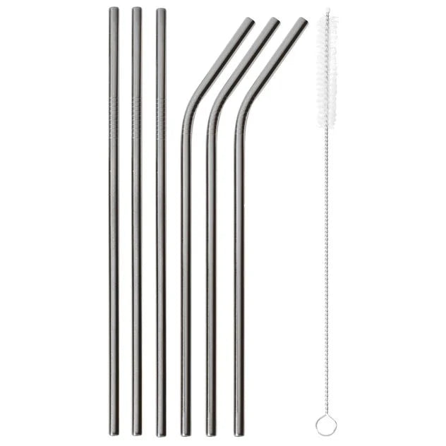 MIX&PLAY SET 6 Cannucce con scovolino, Acciaio Inox - PVD Black