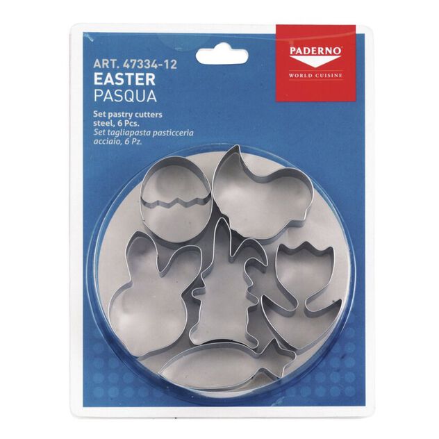 SET 6 Taglia pasta pasqua, Acciaio inox