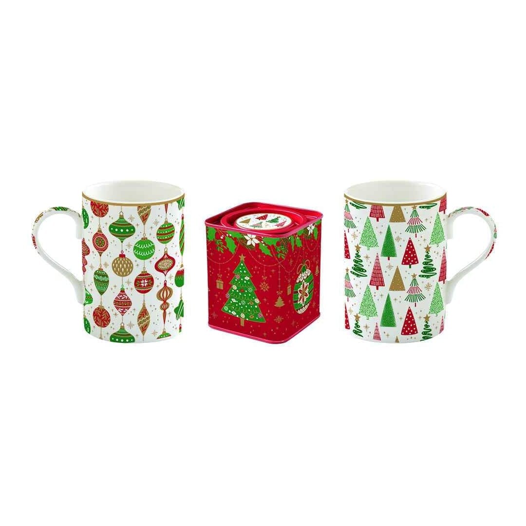 Easy Life Set 2 Tazze Mug Jingle Bells Natale Porcellana Vintage