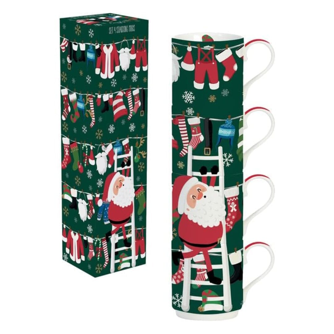 Easy Life Set 4 Porcelain Stacking Mugs Santa'S Outfits