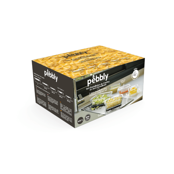 Set 5 Contenitori In Vetro Borosilicato - Coperchio Ermetico con Valvola