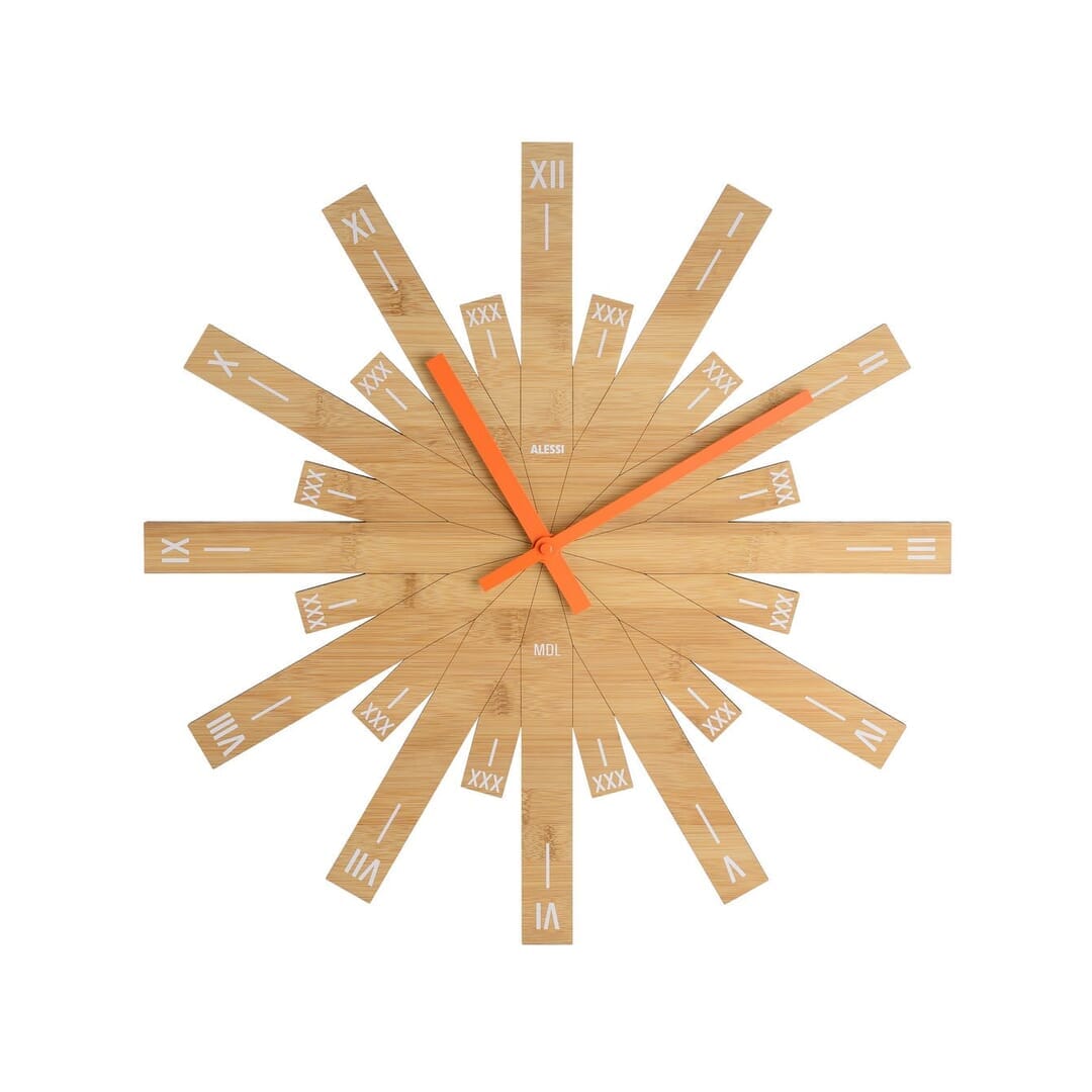 Alessi Mdl05 Raggiante Orologio Da Parete In Legno Di Bambù