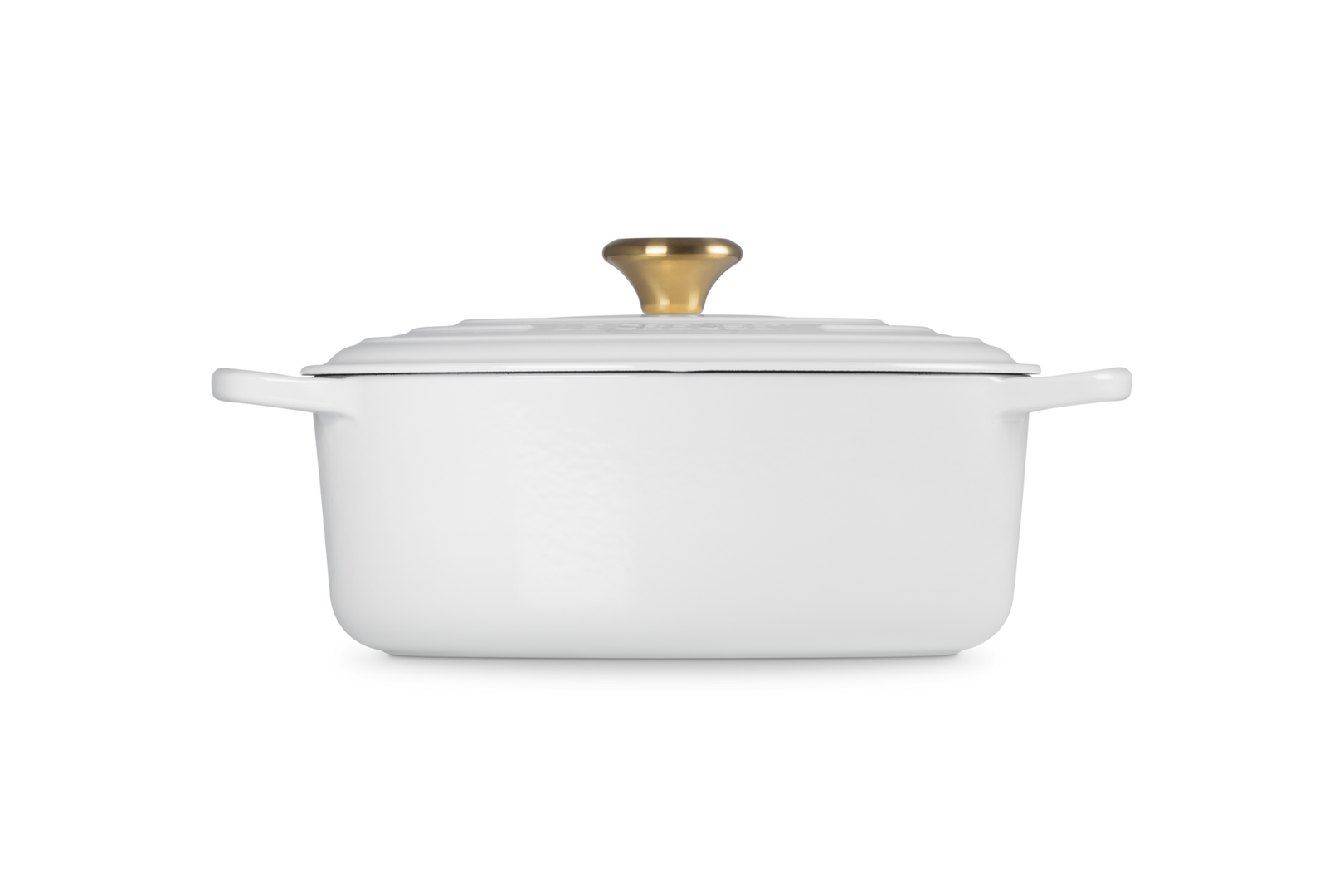 Cocotte ovale Evolution in ghisa vetrificata - 29 cm - colore bianco pomello oro
