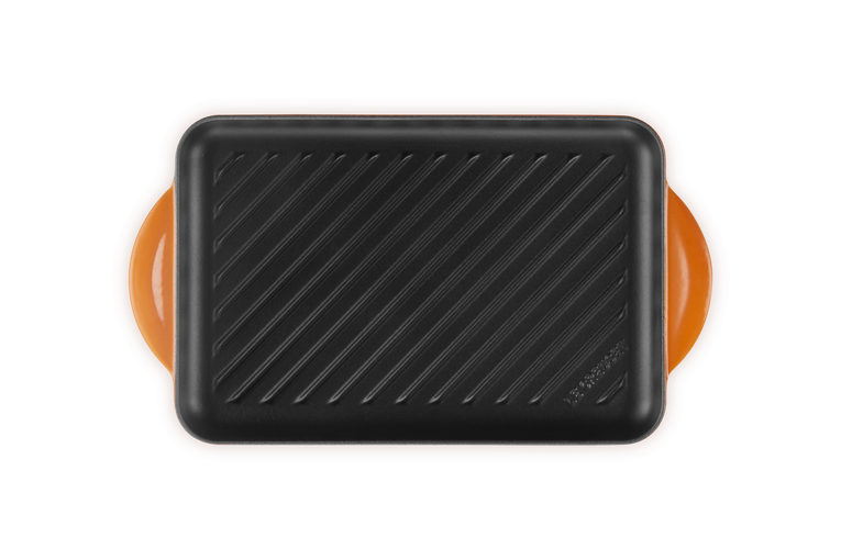 Grill rettangolare Tradition in ghisa vetrificata 32 cm - colore arancio