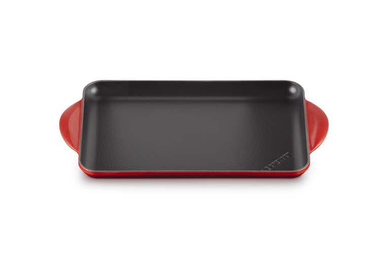 Grill rettangolare liscio - in ghisa vetrificata / 32cm