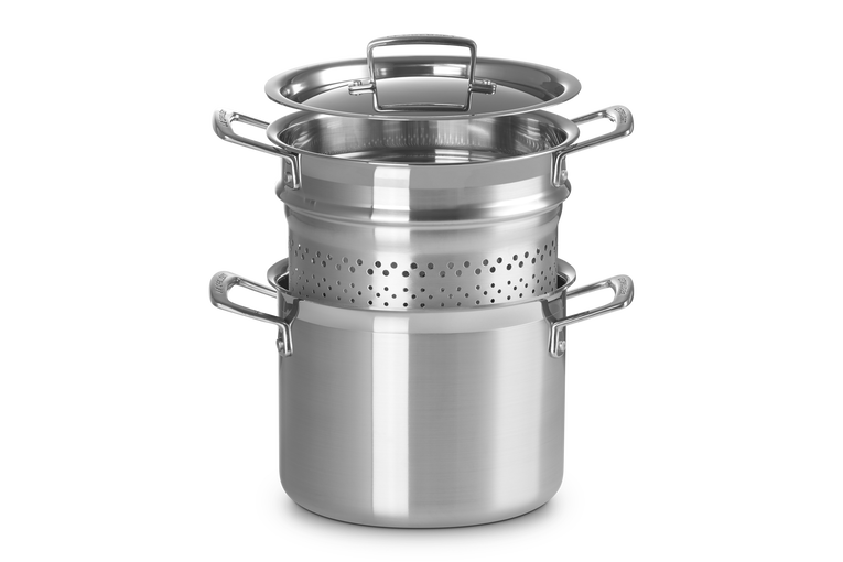 Casseruola alta Classic con coperchio e scolapasta in acciaio inox - 20 cm