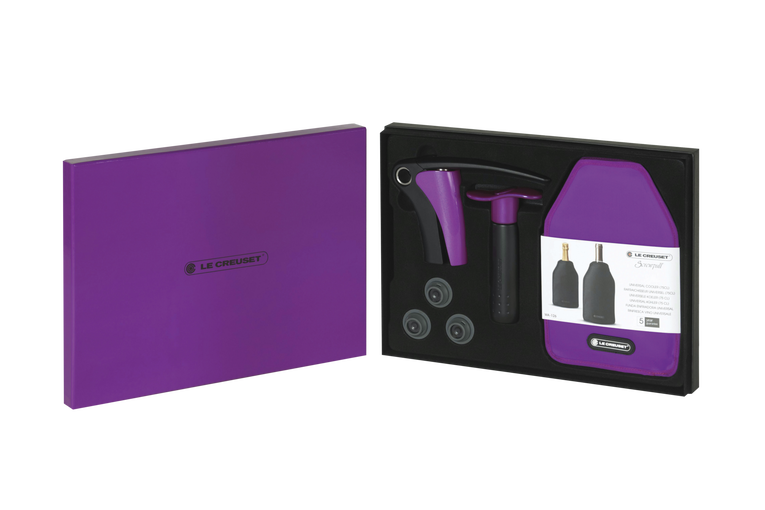 Set Cavatappi a Leva con Pompetta per Sottovuoto e Rinfresca Vino - Purple