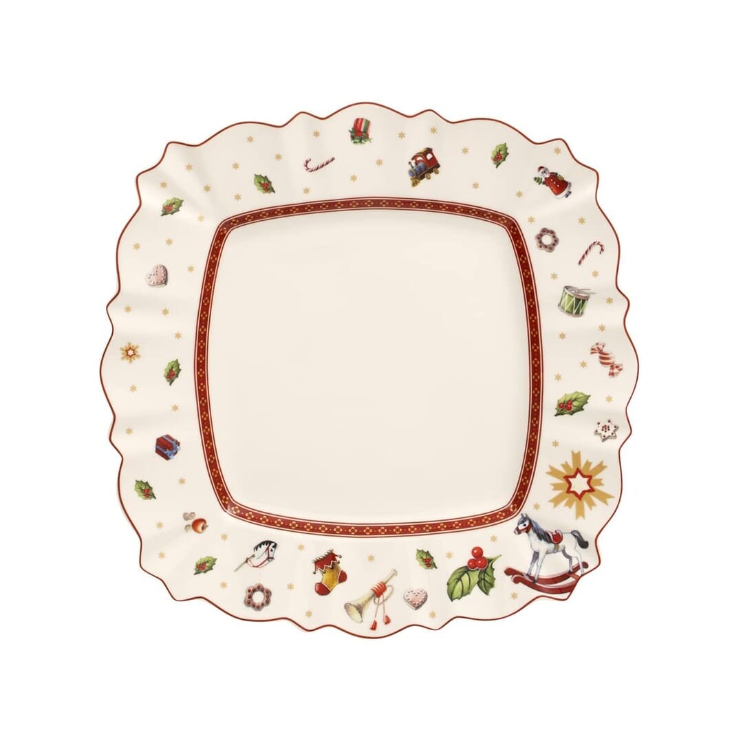 Villeroy & Boch Toy'S Delight Piatto Piano Quadrato Porcellana Bianco Rosso