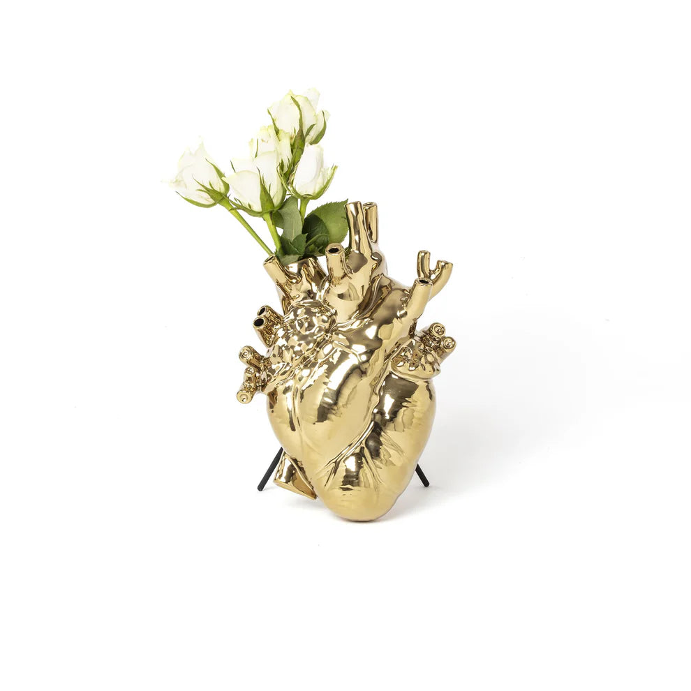 Love in Bloom - Gold Vase, Vaso con finitura Oro