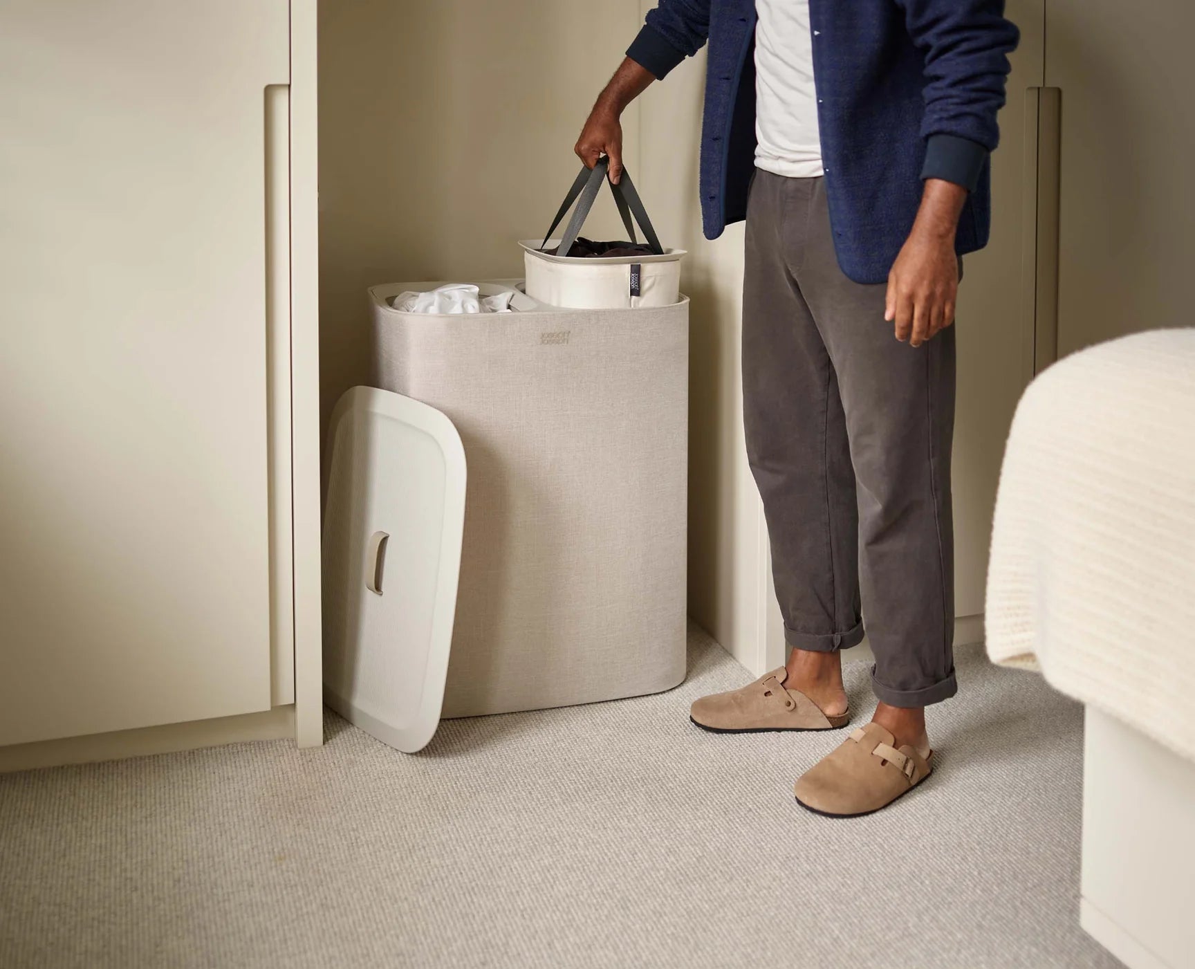 Cesto Separatore per Bucato - 90 L / Ecru