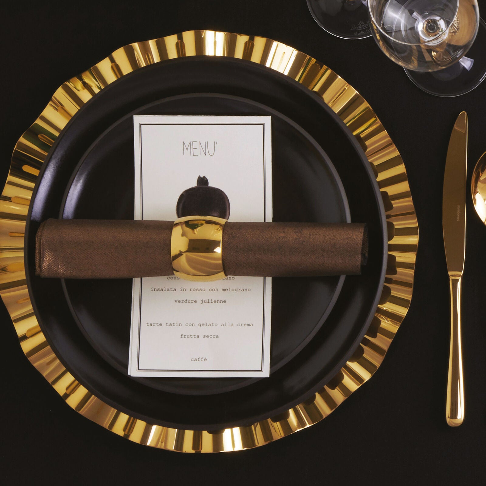 Taste Servizio tavola 36 posate in acciaio inox mirror PVD gold