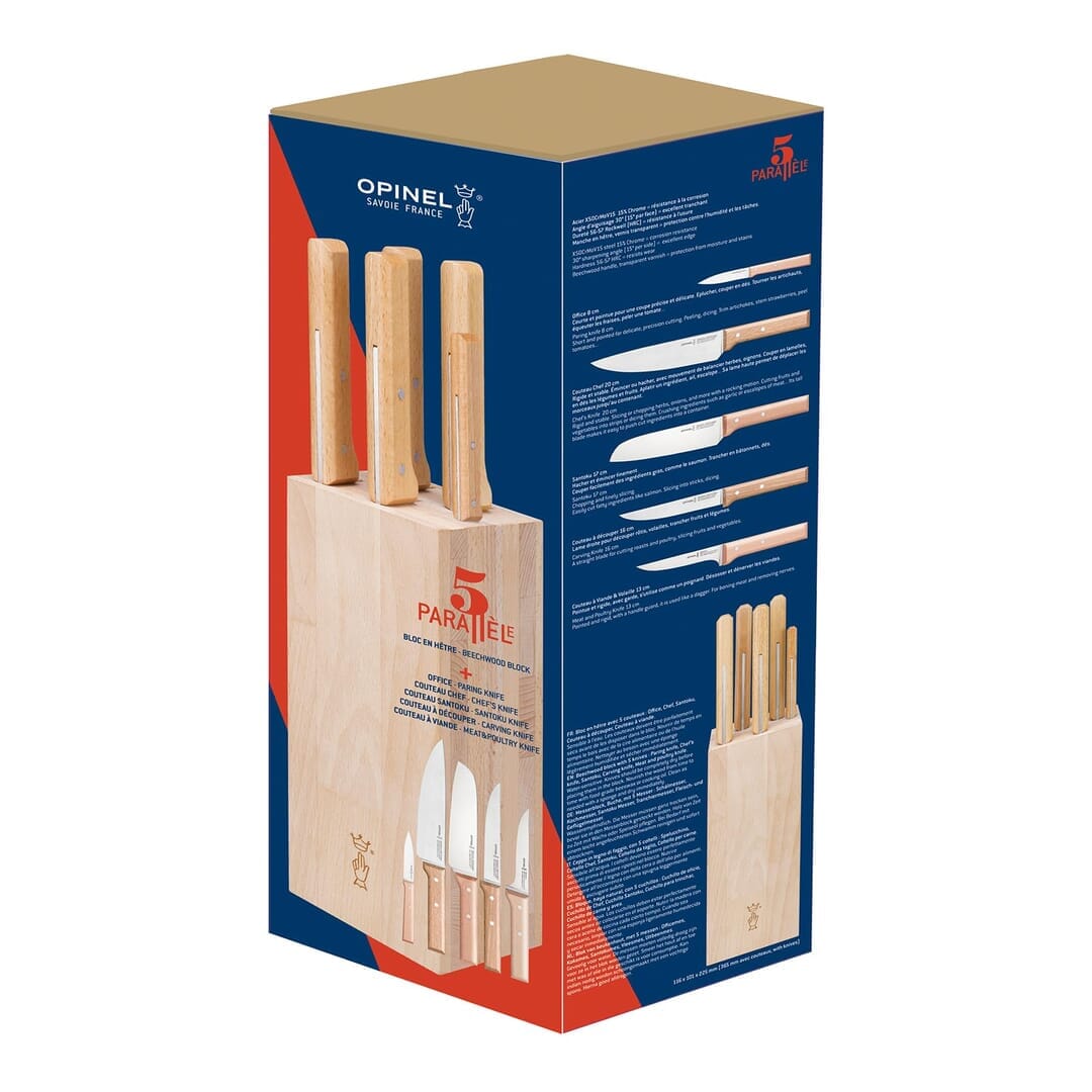 Opinel Ceppo Parallelo Per Coltelli Da Carne Con 5 Coltelli