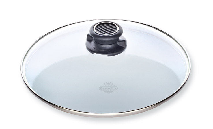 Coperchio in vetro 26 cm con anello in acciaio inox