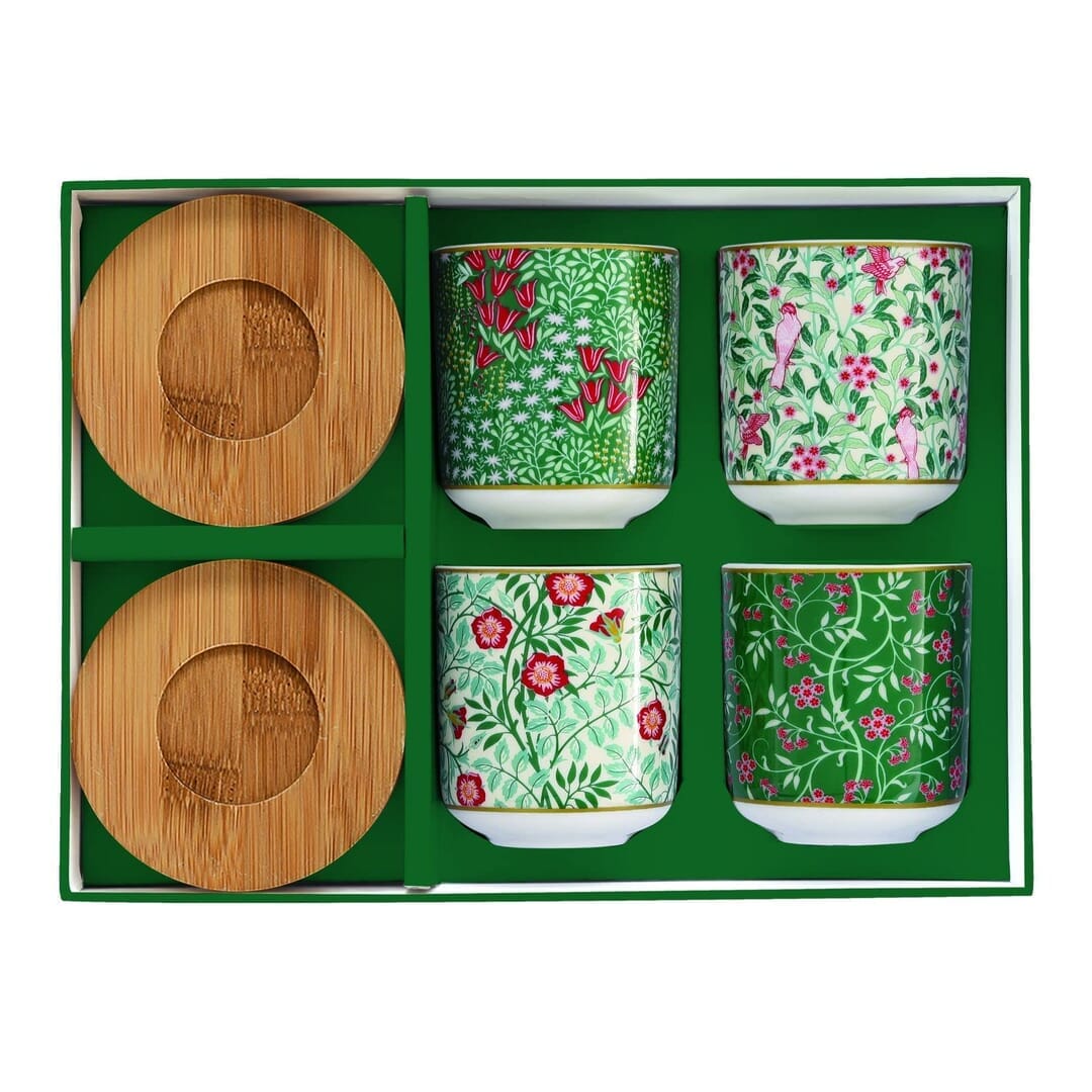 Easy Life Floral Fantasy Set Bicchierini Caffè Con Piattini In Bamboo