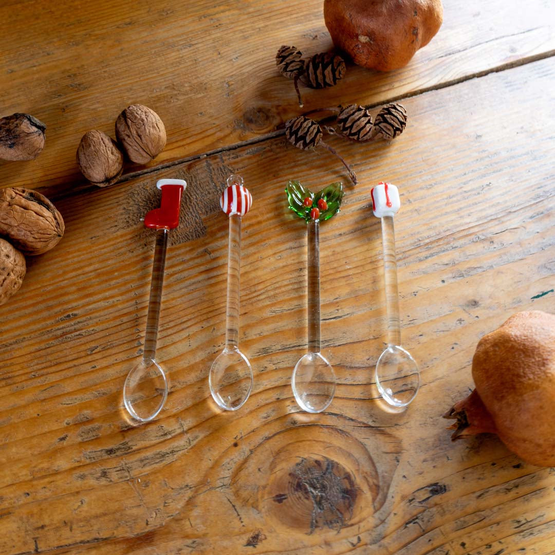 Wd Lifestyle - Set 4 cucchiaini da caffè con decoro natalizio