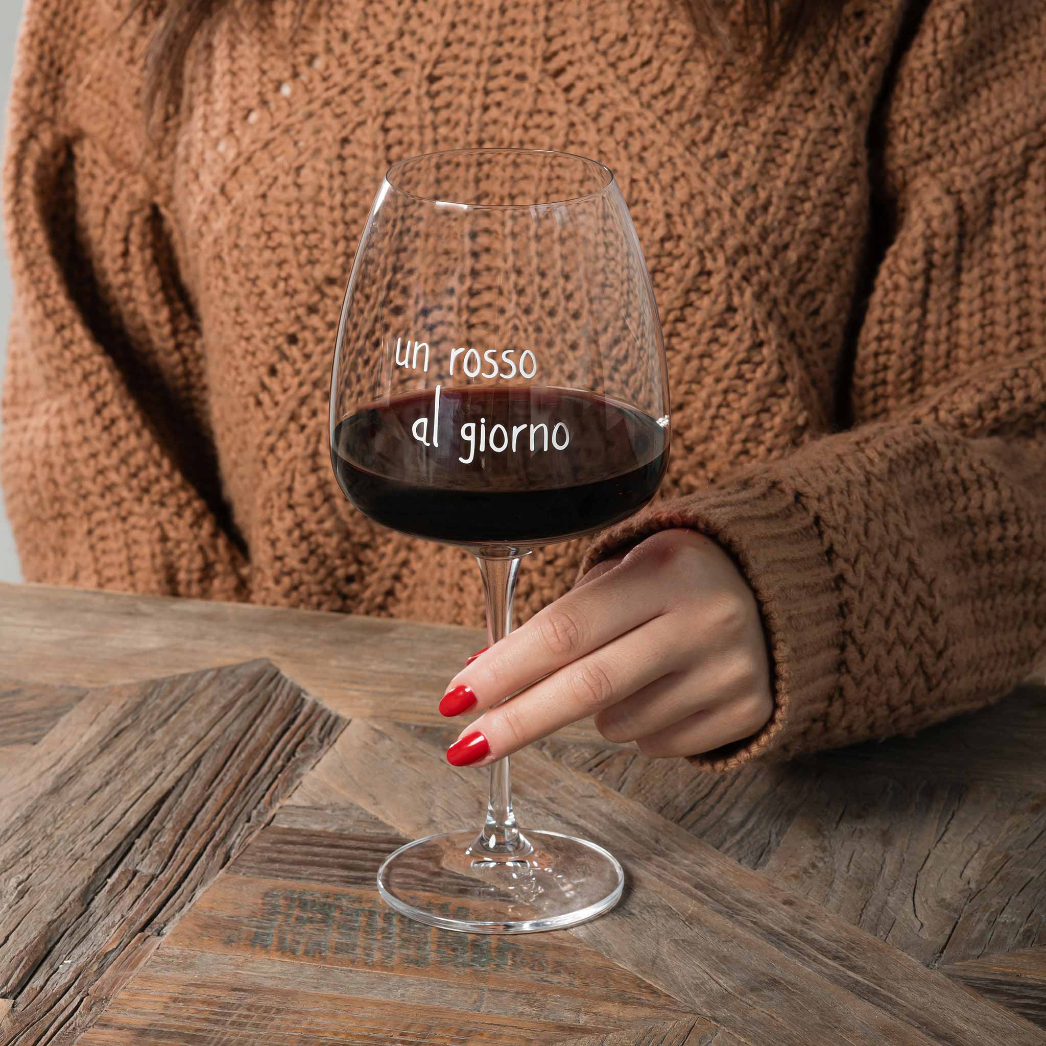 Set 2 calici vino in Vetro " Un rosso al giorno " - 77cl