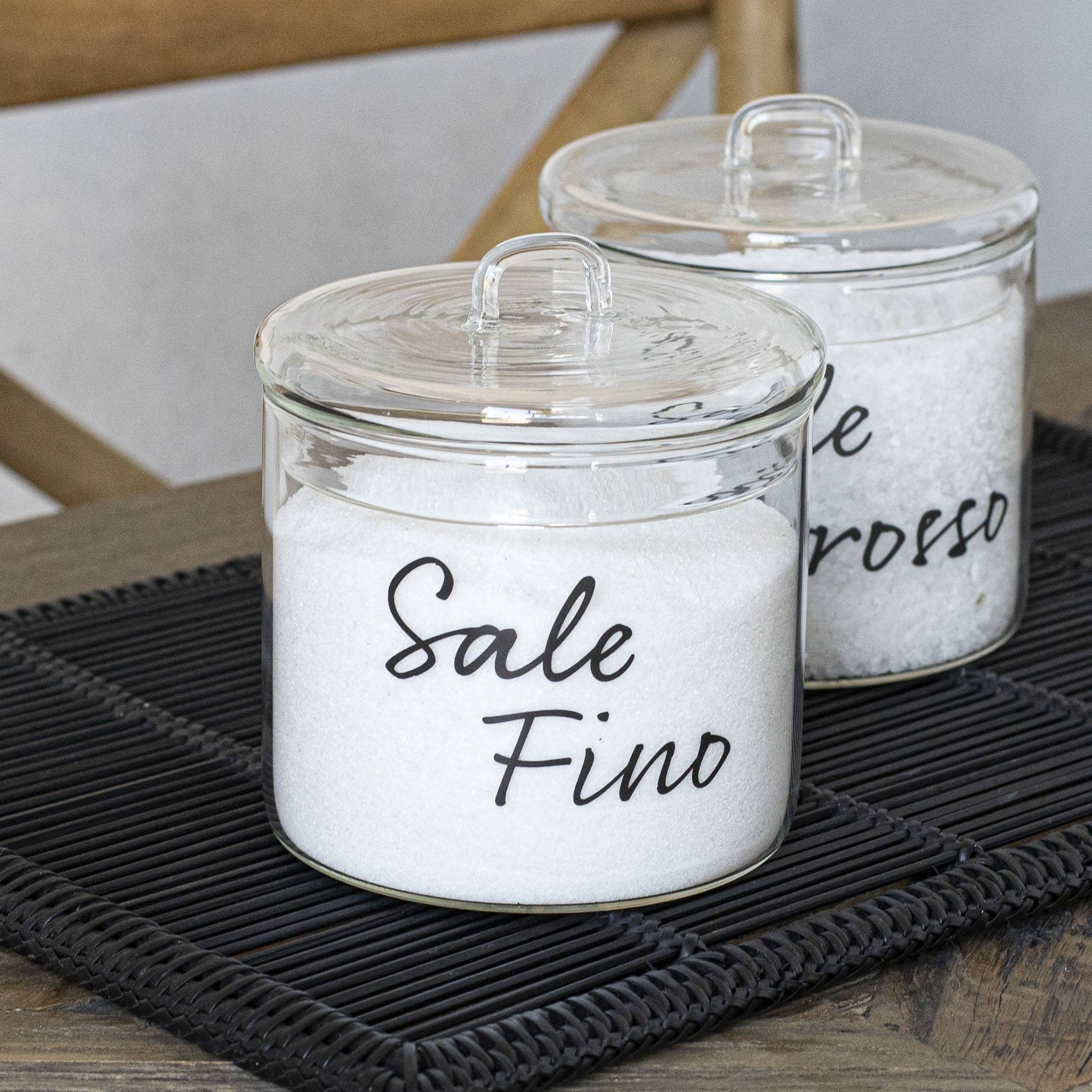 Barattolo in Vetro " Sale fino " -  in nero