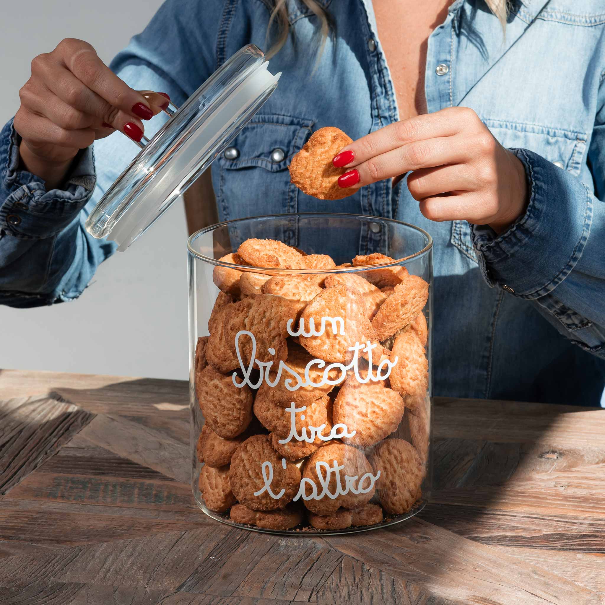 Biscottiera Un biscotto tira l'altro - Bianco