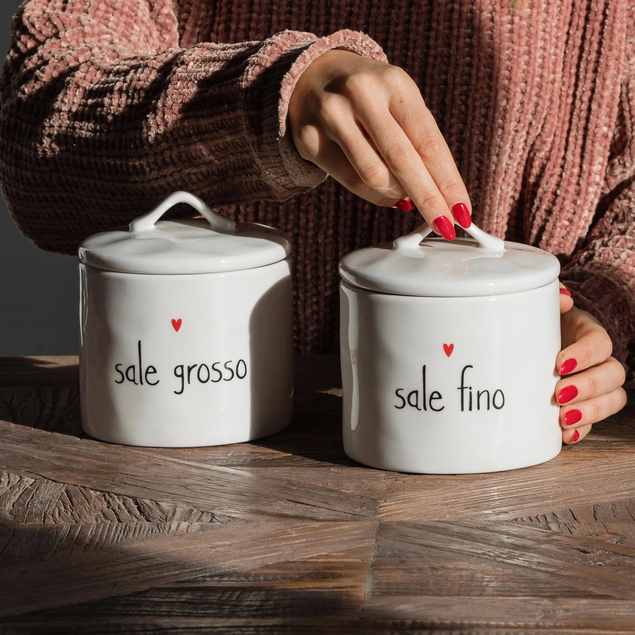 Barattolo in gres " Sale fino " - cuore