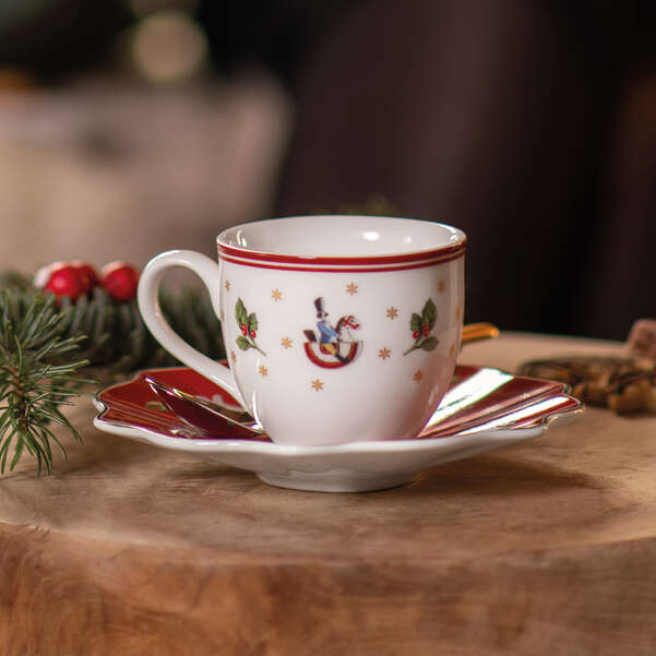 Toy's Delight Piattino per tazzina da caffè  rossa, 13 cm Premium Porcelain