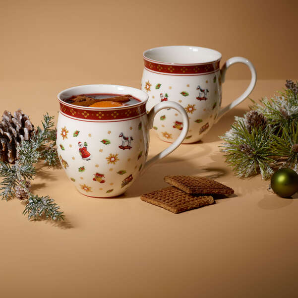 Toy's Delight Tazza con manico  rossa, 390 ml, Premium Porcelain - set 2 tazze