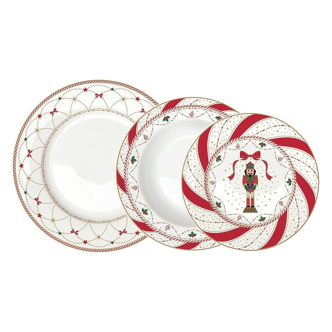 Easy Life Nutcracker Twist Set Di Piatti In Porcellana 18 Pezzi Natale