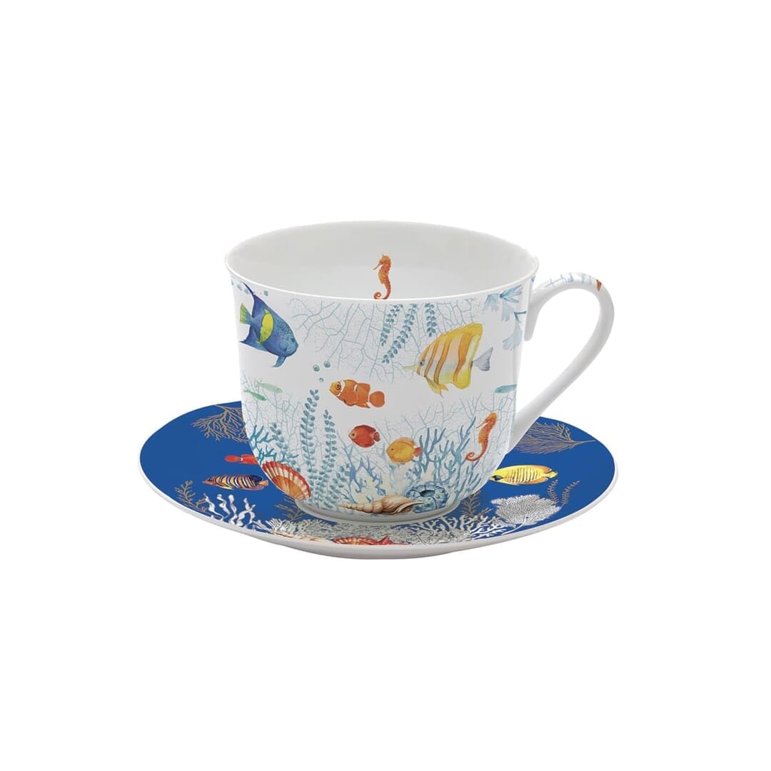 Easy Life Tazza Colazione Con Piatto Aquarium