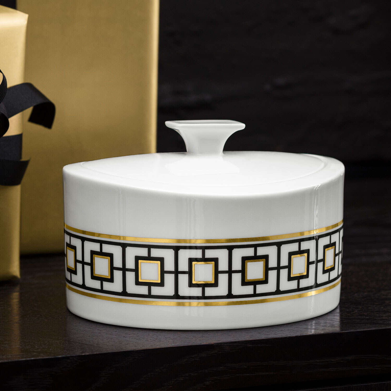 MetroChic Barattolo rotondo  multicolore, 15,8 x 13,1 cm, Premium Bone Porcelain