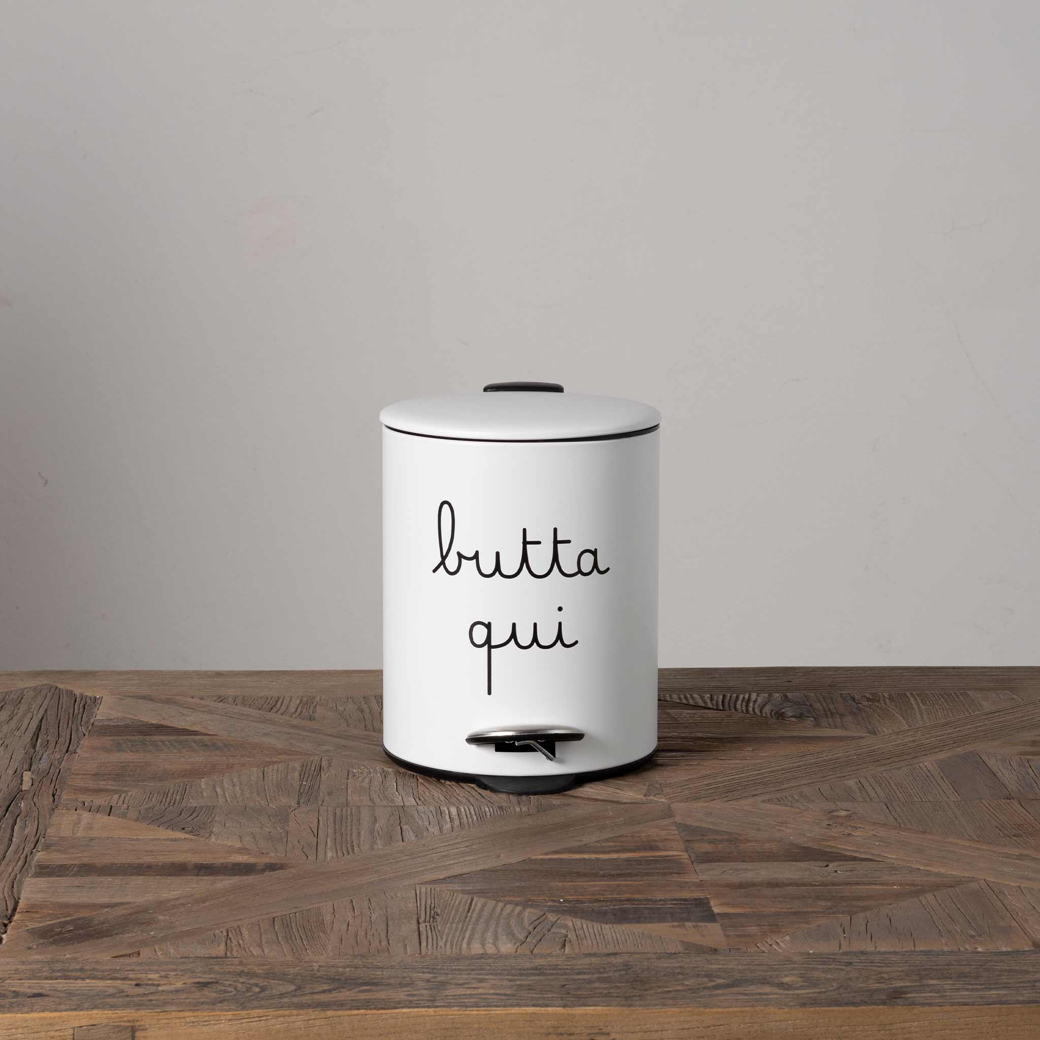 Pattumiera " Butta qui " - Bianca