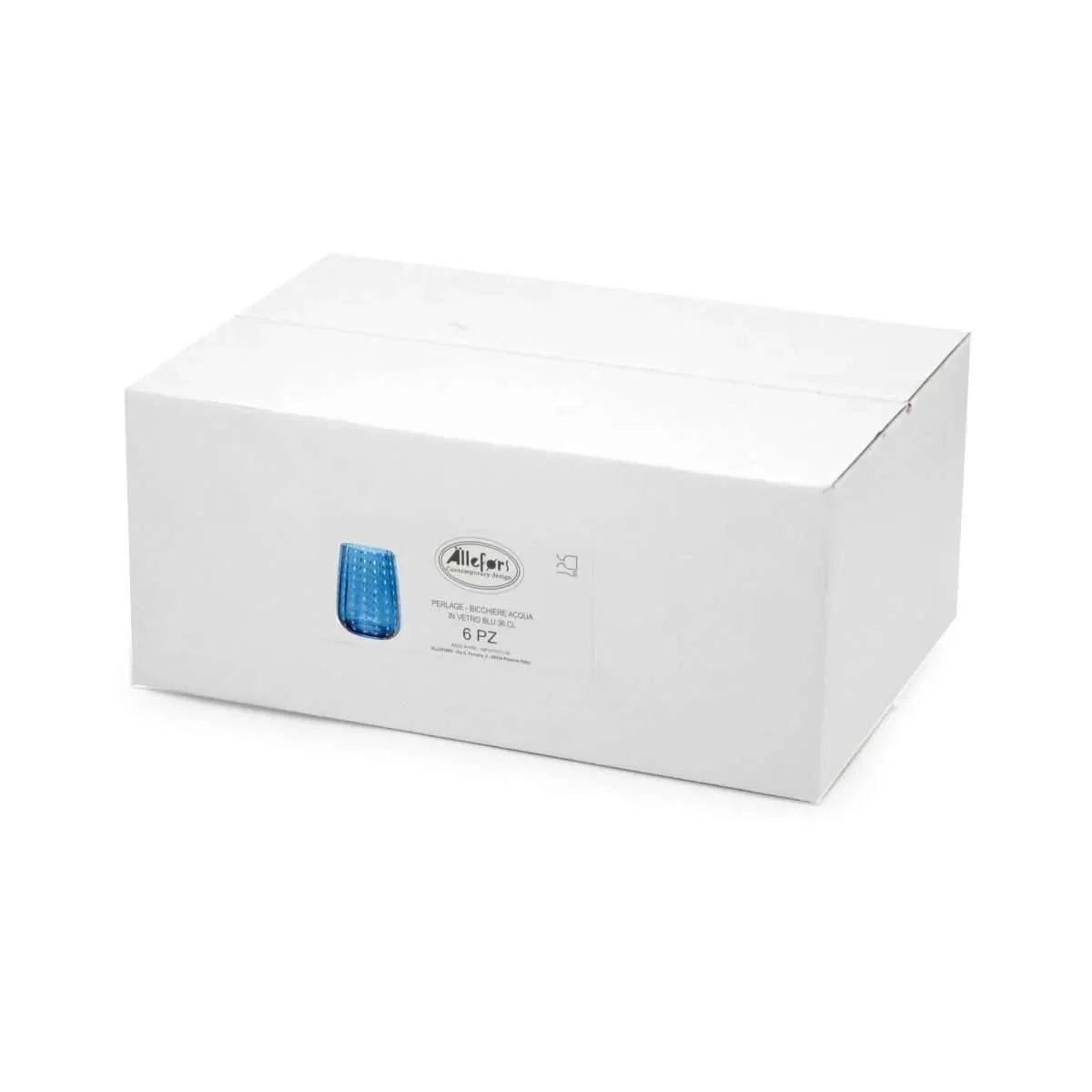 PERLAGE-BICCHIERE ACQUA IN VETRO BLU CL.36 - SET 6 BICCHIERI