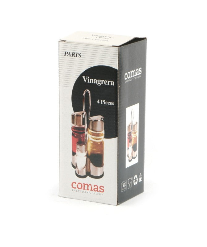 VINAGR SALEROS QUESE - MENAGE PARIS 4 PZ IN VETRO ED ACCIAIO INOX